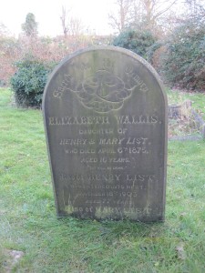Wallis & List memorial The well preserved headstone stands close to the central path