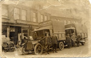 Holliman & Sons' Mill Road premises and vans, 1928