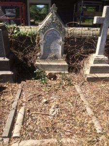 This monument stands against the west wall. 
